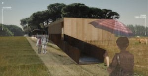 persone passeggiano dentro il parco in mezzo ai campi e le vacche