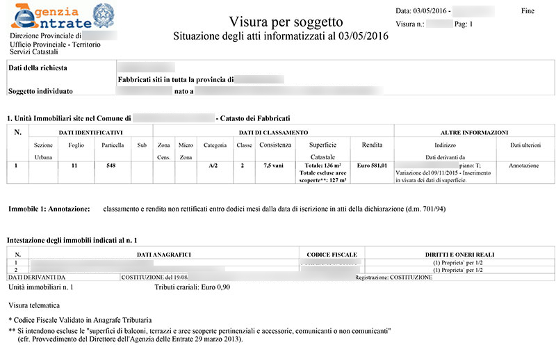 visura catastale online per soggetto