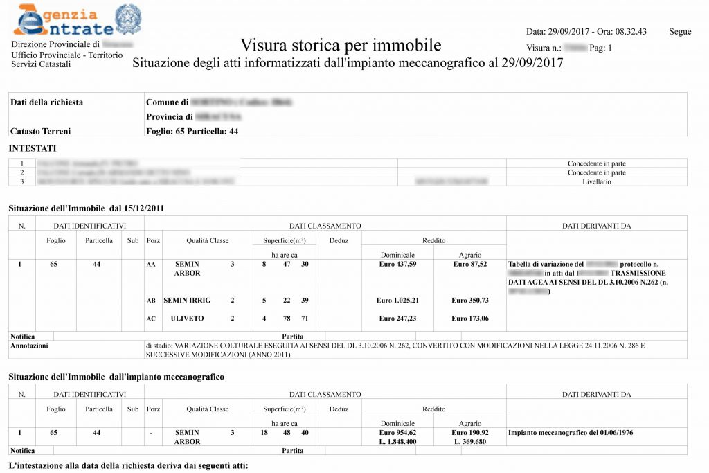 visura catastale storica per immobile