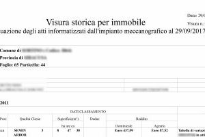 Visura catastale per immobile